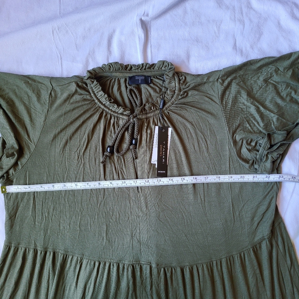 Forest Green Tiered Midi Dress Size 1X | Boho Cottagecore Casual T Tahari - Picture 8 of 10